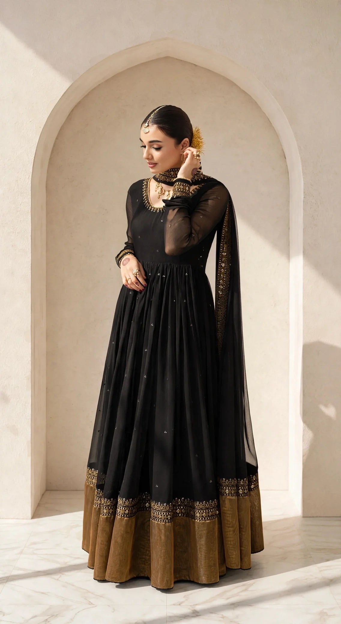Zarnab - Black Gold 3-Piece Stitched