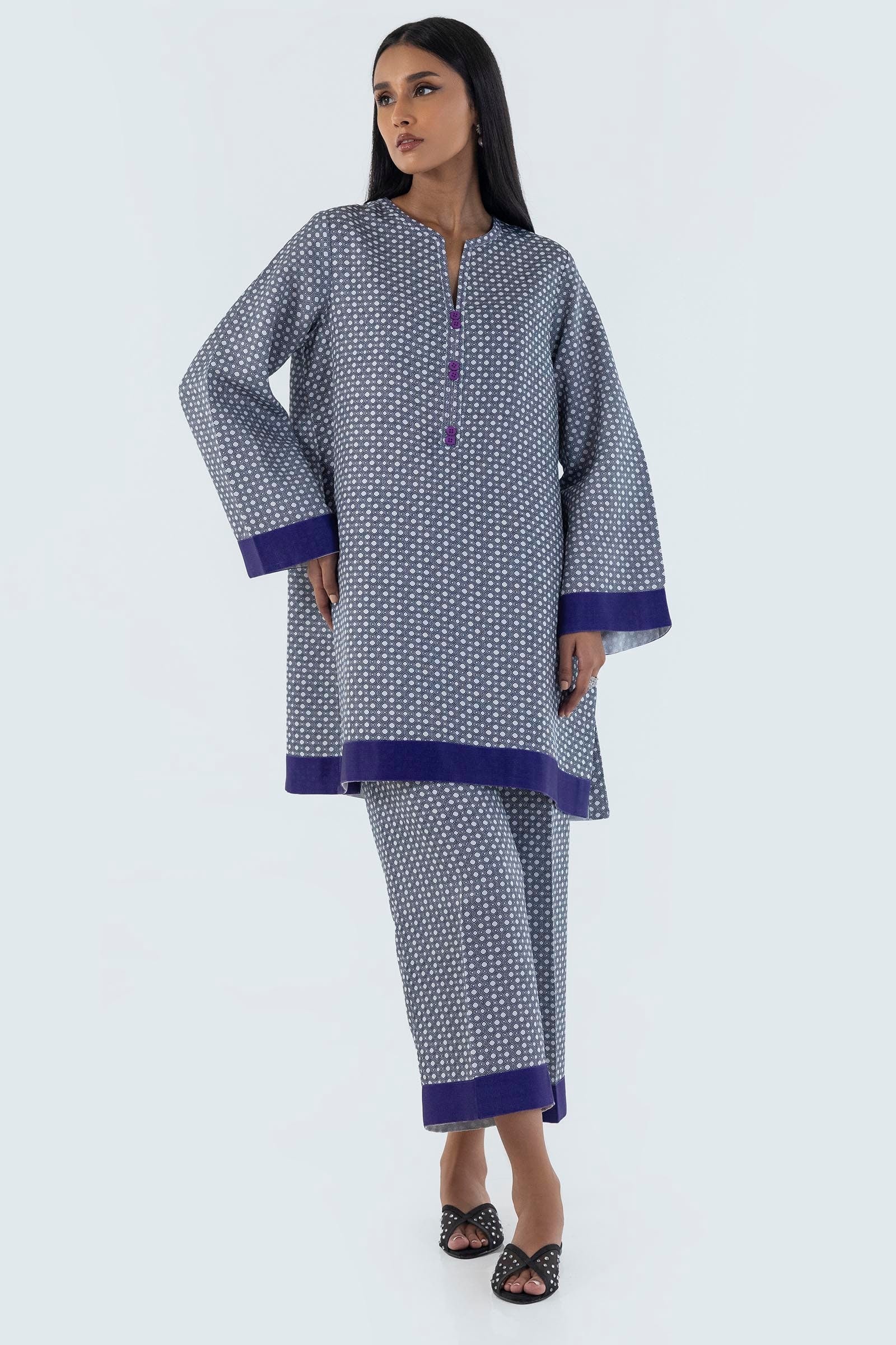 Stitched Basic Printed Shirt + Culotte