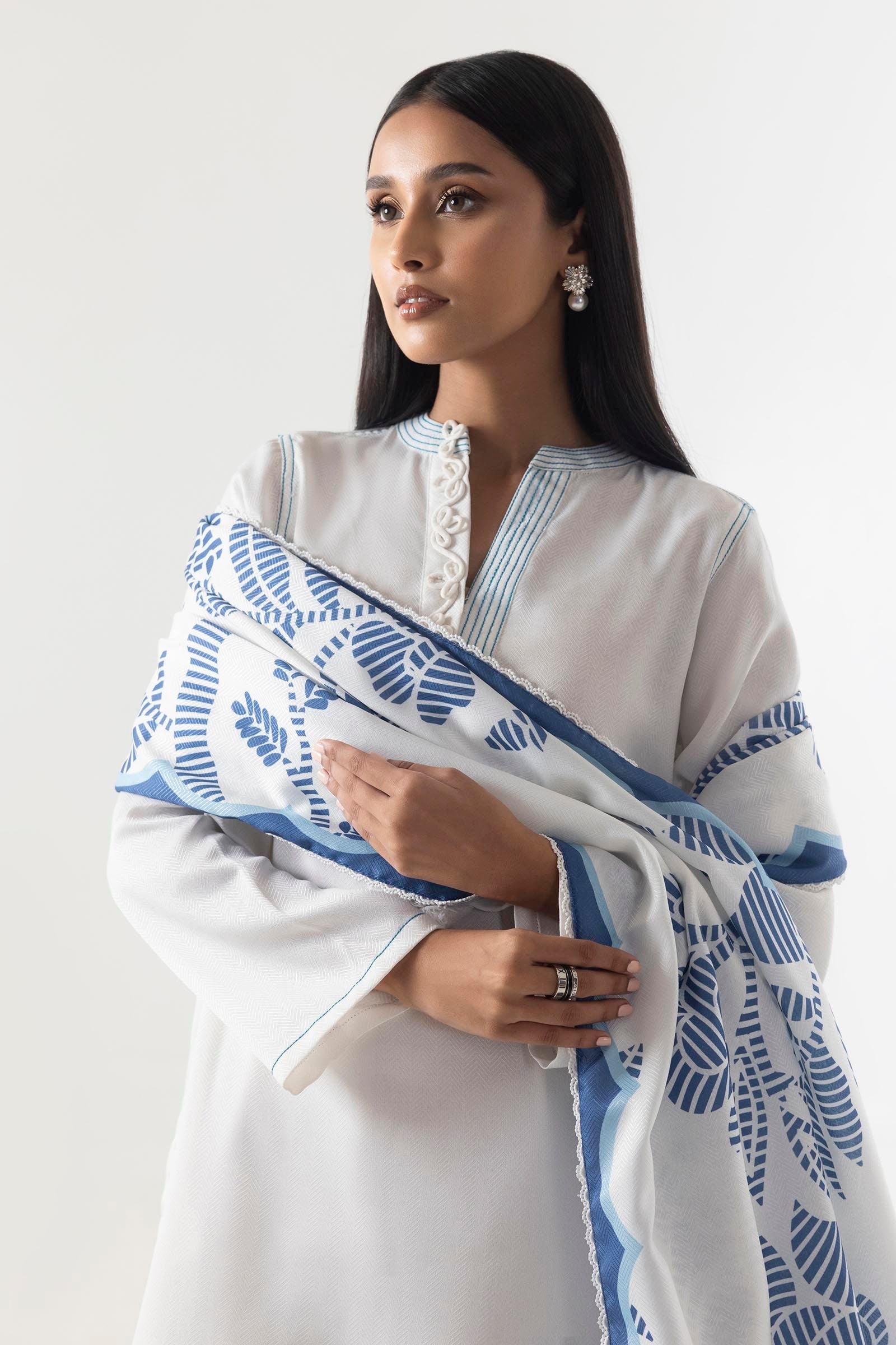 Stitched White Basic Printed Shirt+Culotte