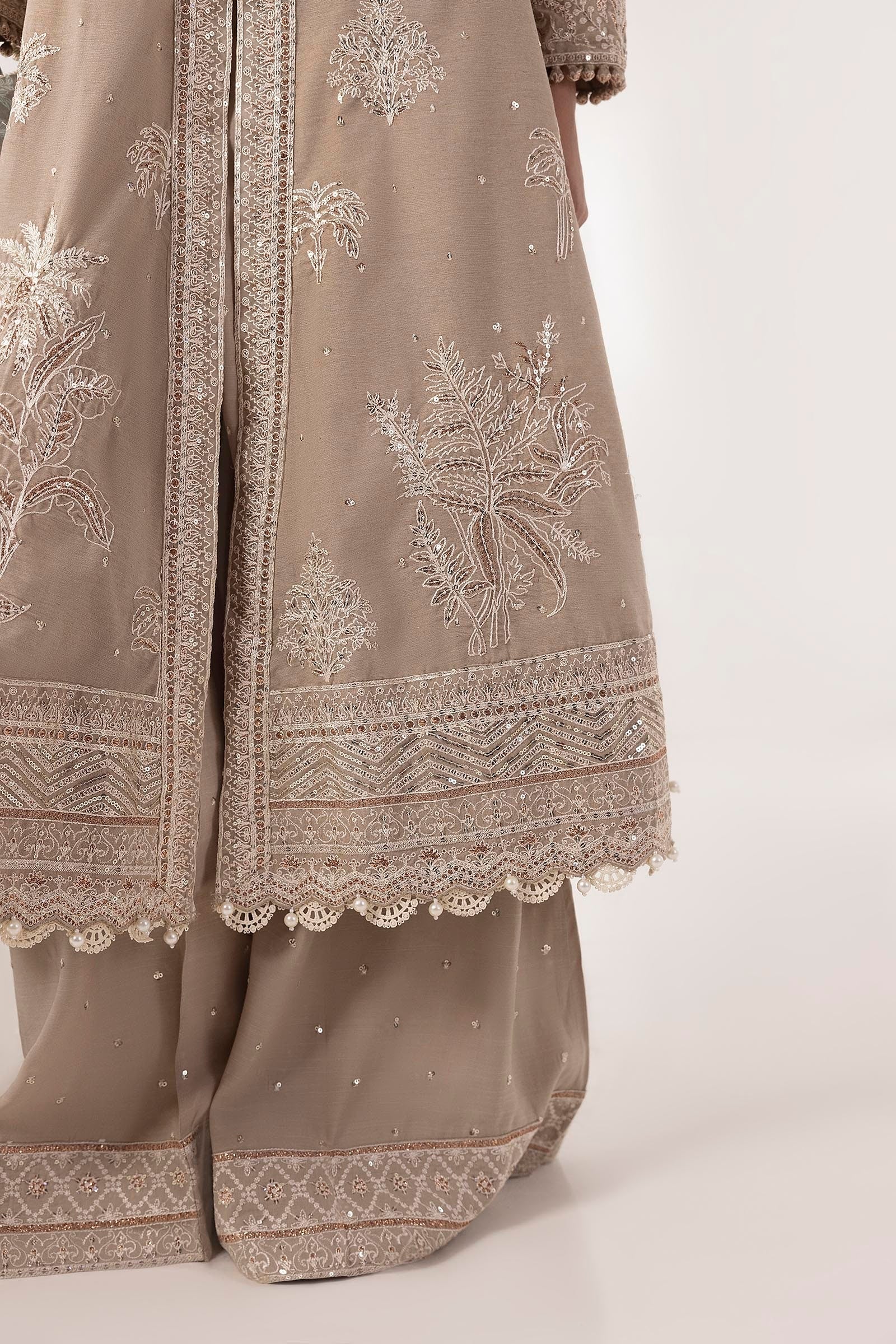 Stitched Embroidered Shirt + Culotte + Dupatta