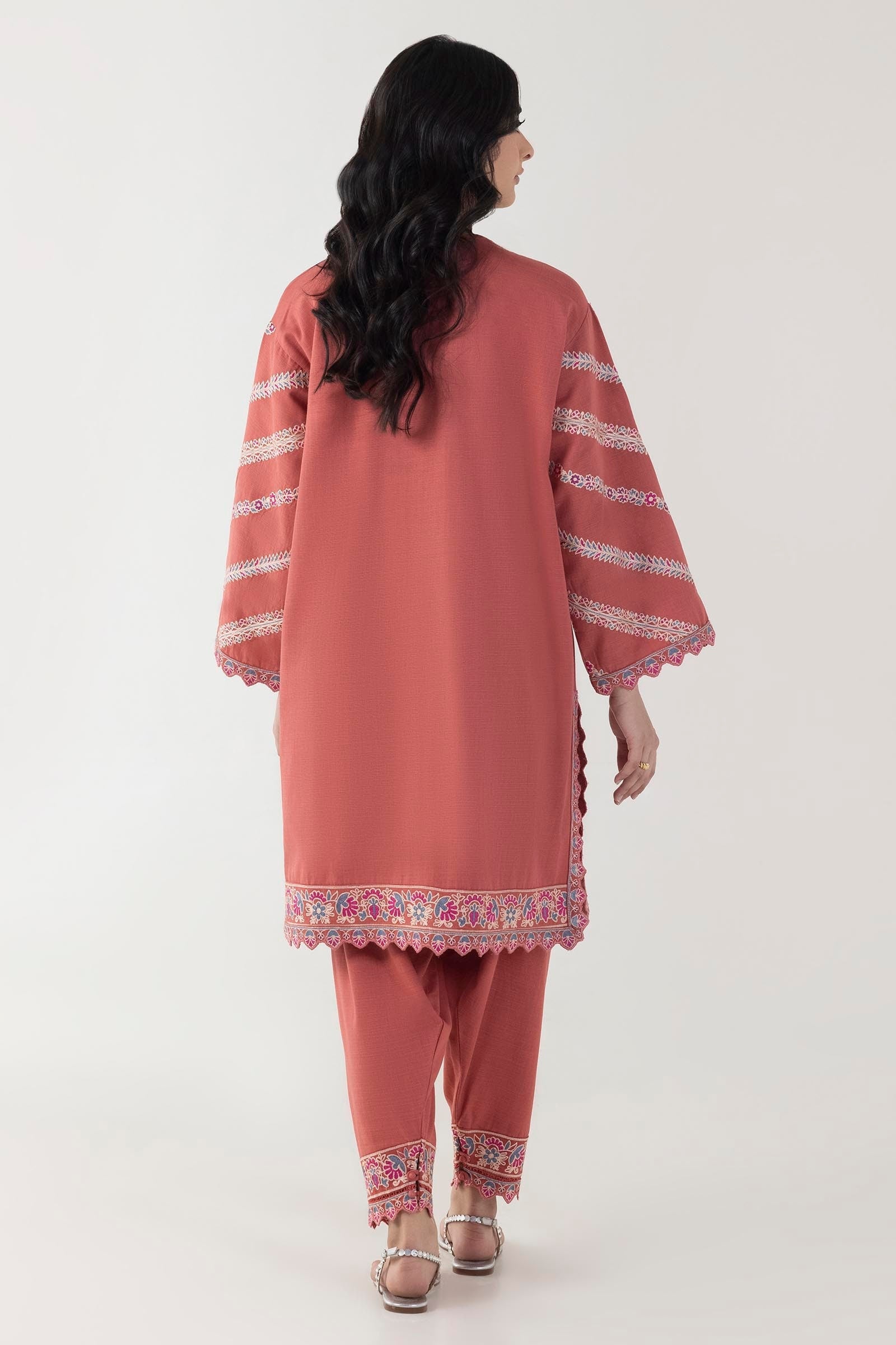 Stitched Dark Pink Embroidered Shirt + Shalwar