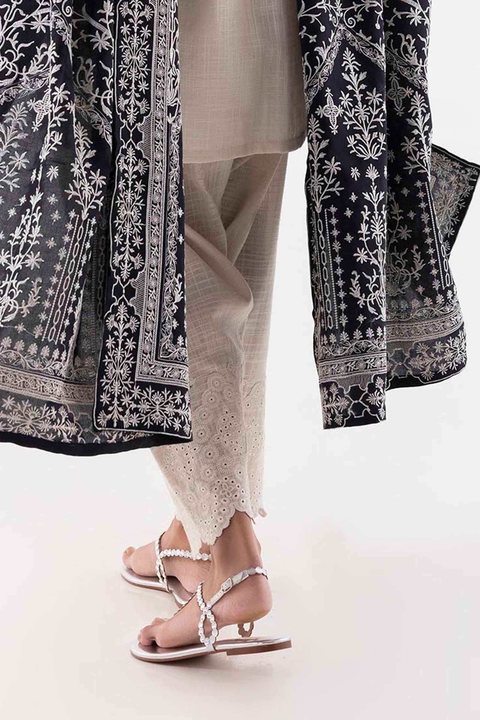 Stitched Beige Embroidered Shalwar