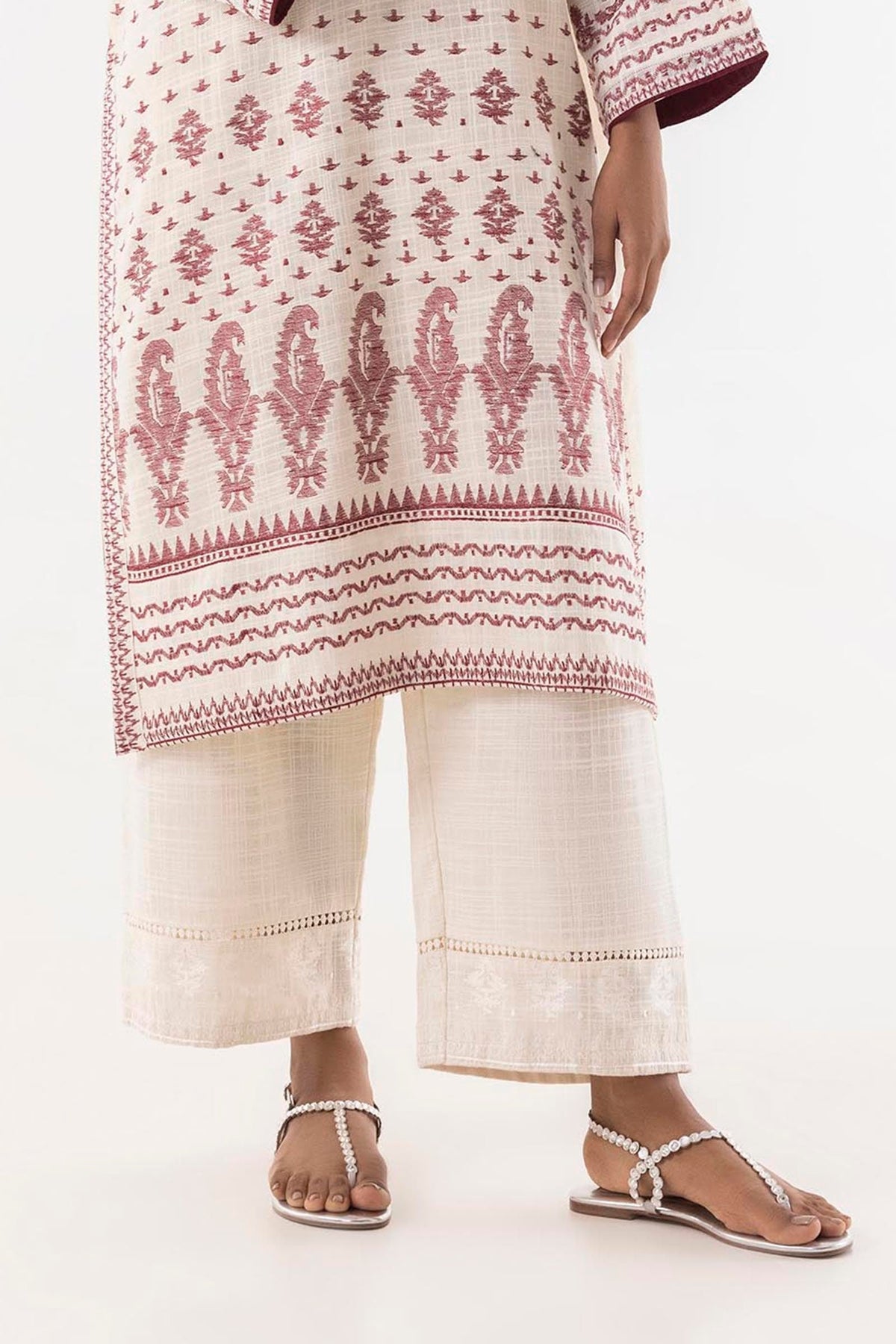 Stitched Slub Embroidered Culotte