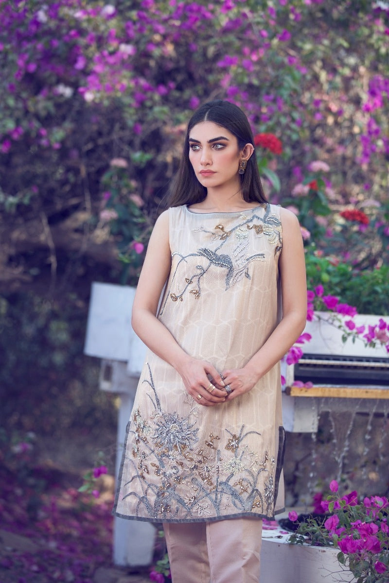 Beige 2 Piece Mesori Suit GLAMOUR-18-07
