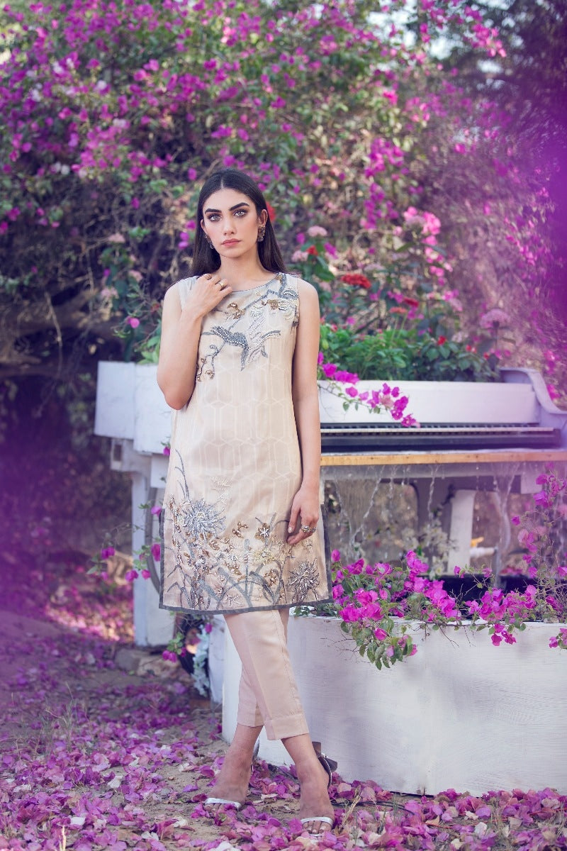 Beige 2 Piece Mesori Suit GLAMOUR-18-07