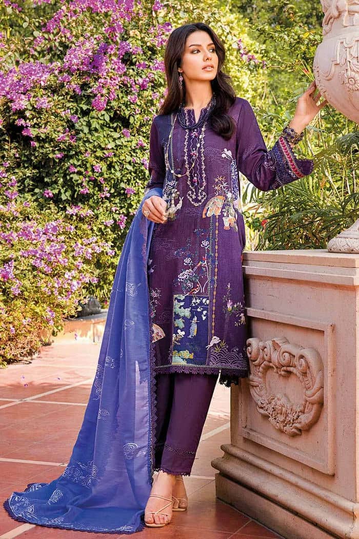 3 Piece Lawn Jacquard Unstitched Suit With Foil Printed Paper Cotton Dupatta