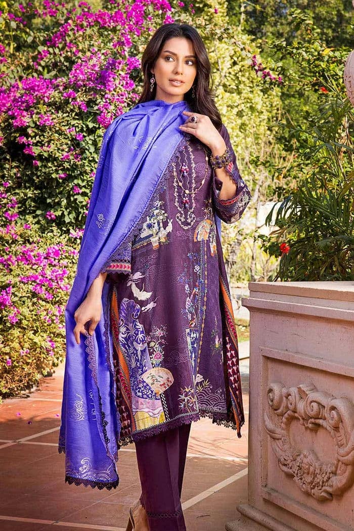 3 Piece Lawn Jacquard Unstitched Suit With Foil Printed Paper Cotton Dupatta