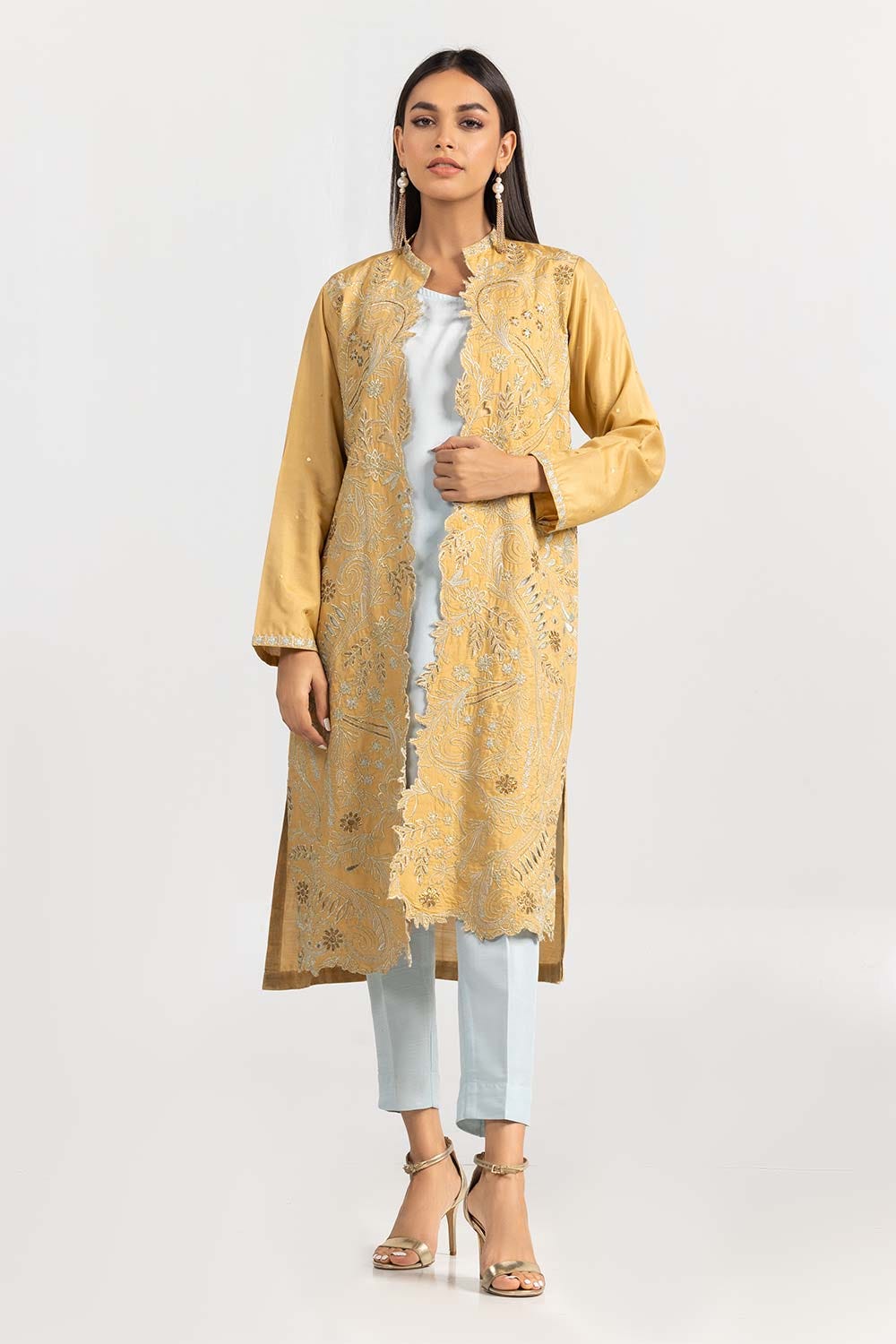 Kathan Silk Embroidered Shirt With Pants