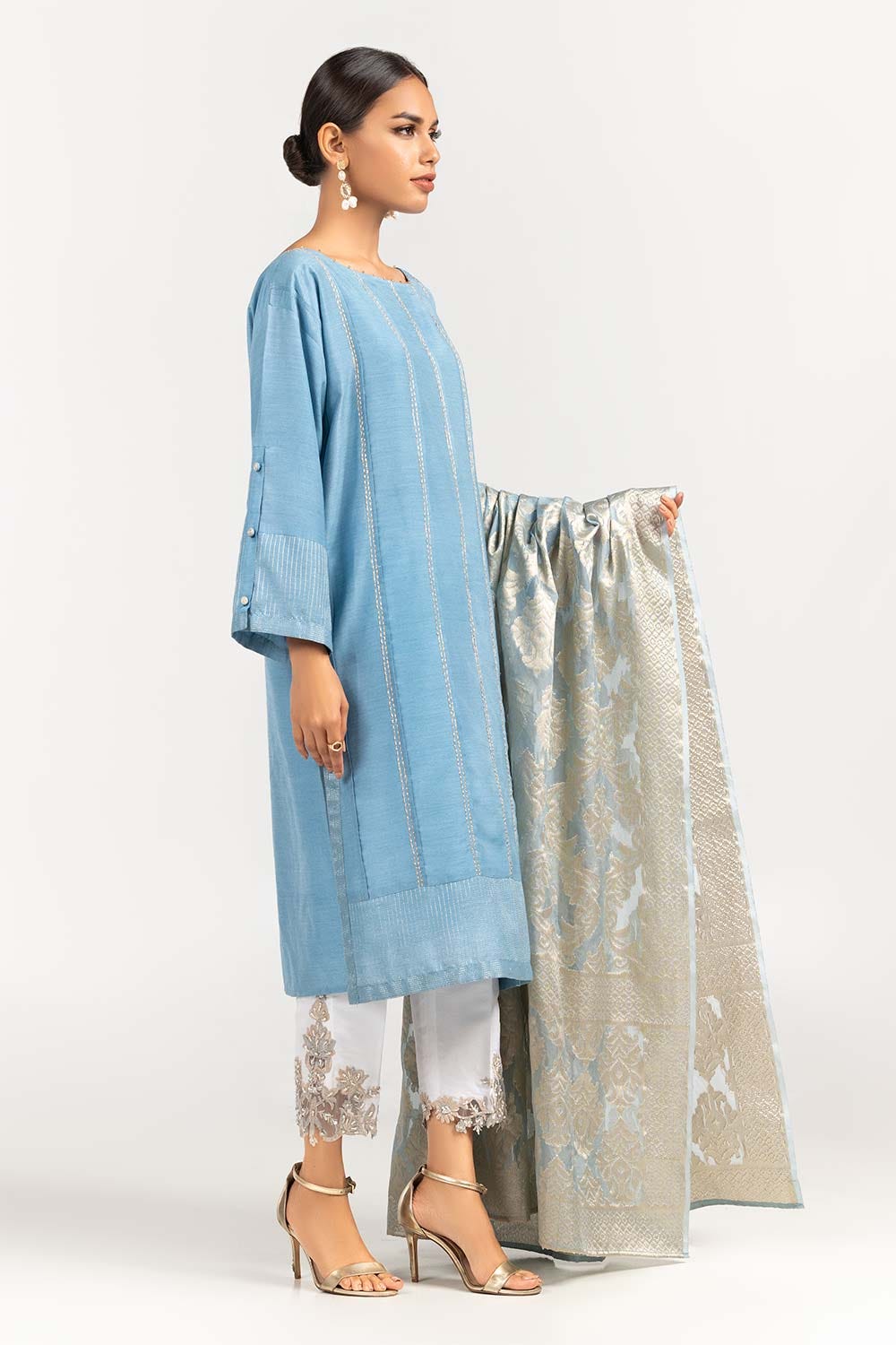2 Piece Festive Suit Kathan Silk Kurta Jamawar Dupatta