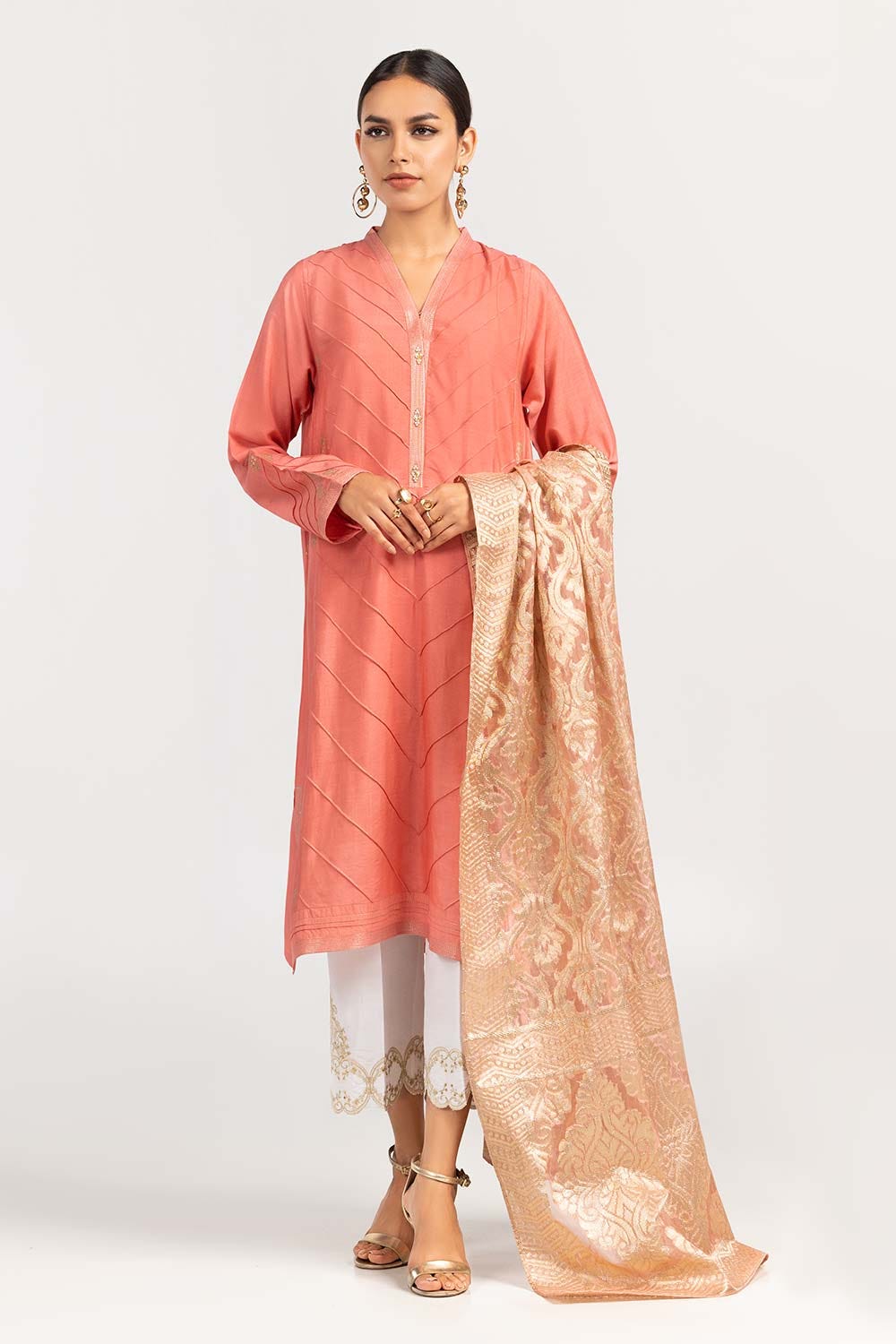 2 Piece Festive Suit Kathan Silk Kurta Jamawar Dupatta