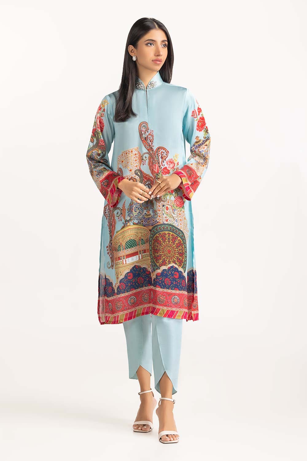 Printed Silk Embellished Kurti