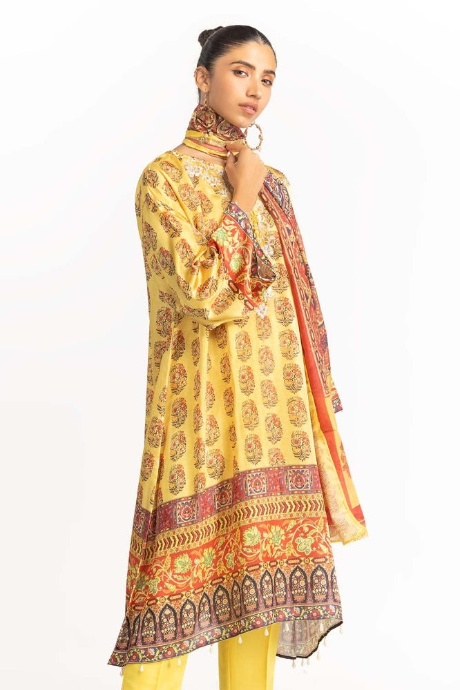 Digital Print Shamose Silk Embroidered Suit