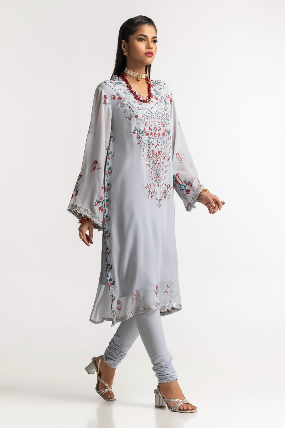 Dyed Foil Print Light Georgette Shirt