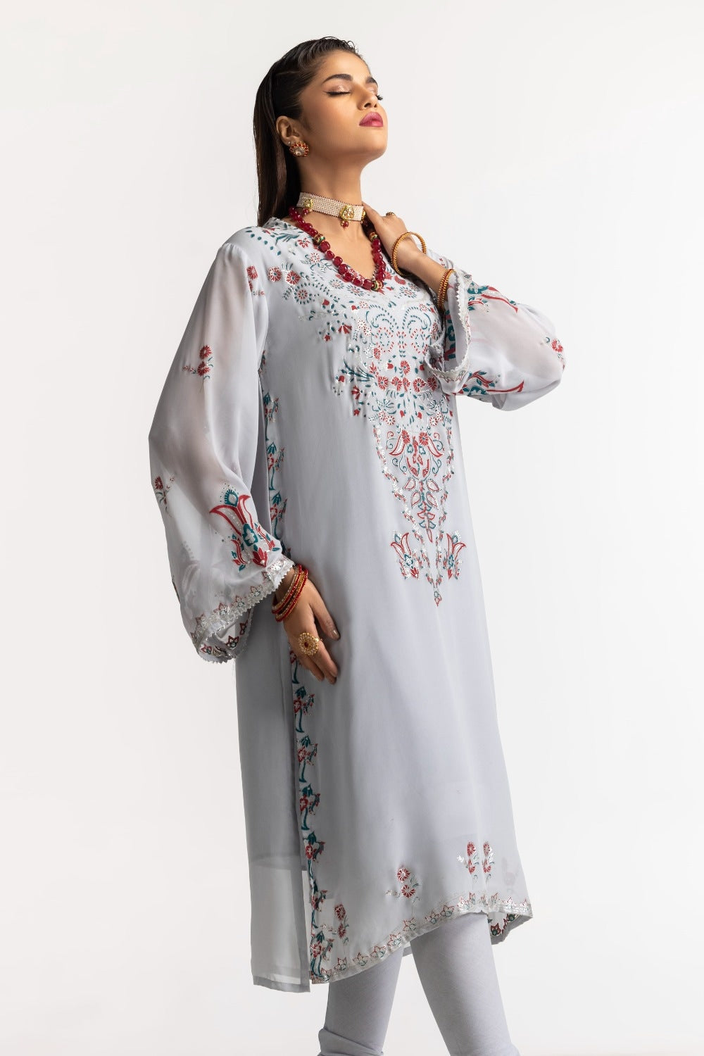 Dyed Foil Print Light Georgette Shirt