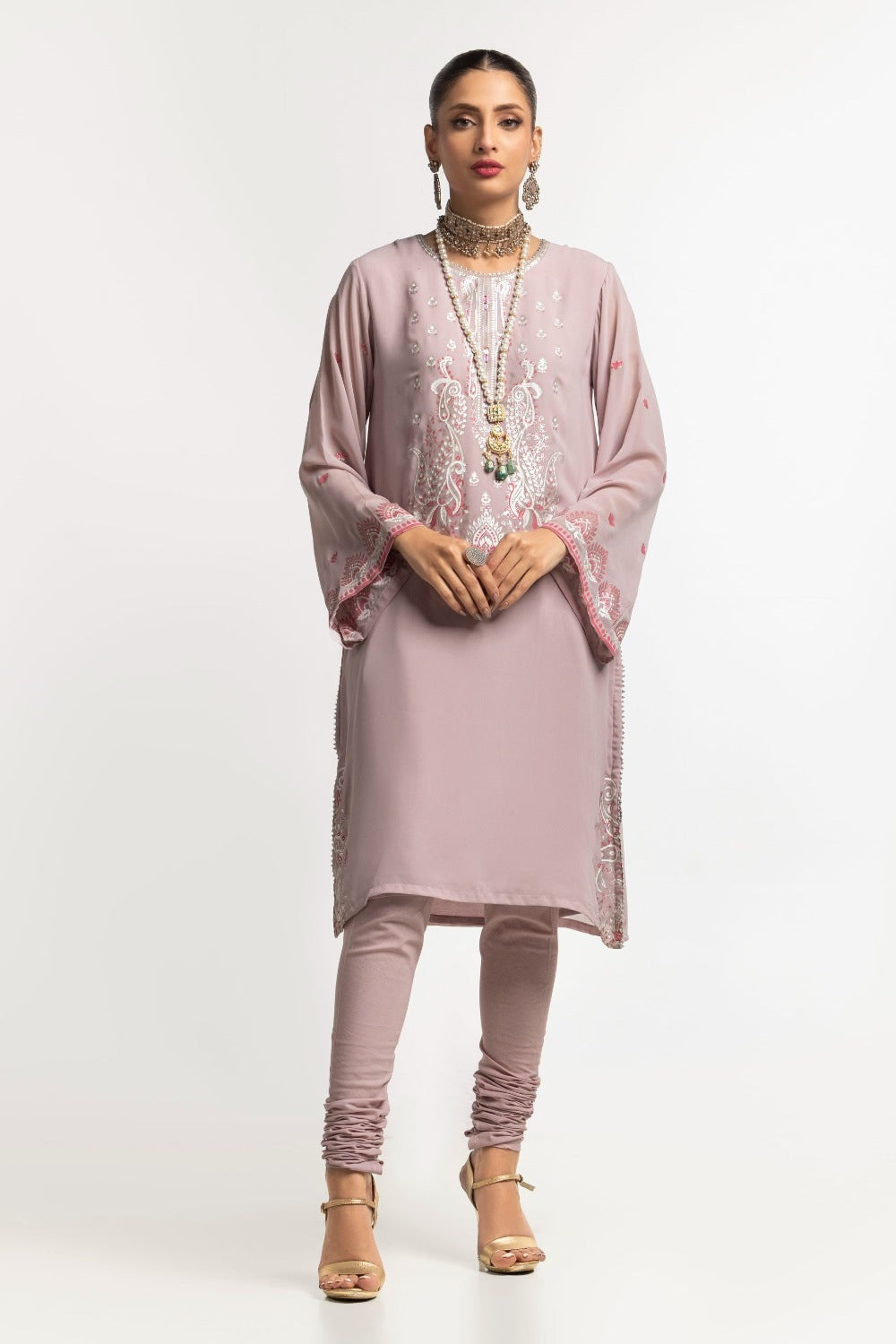Dyed Foil Print Light Georgette Shirt