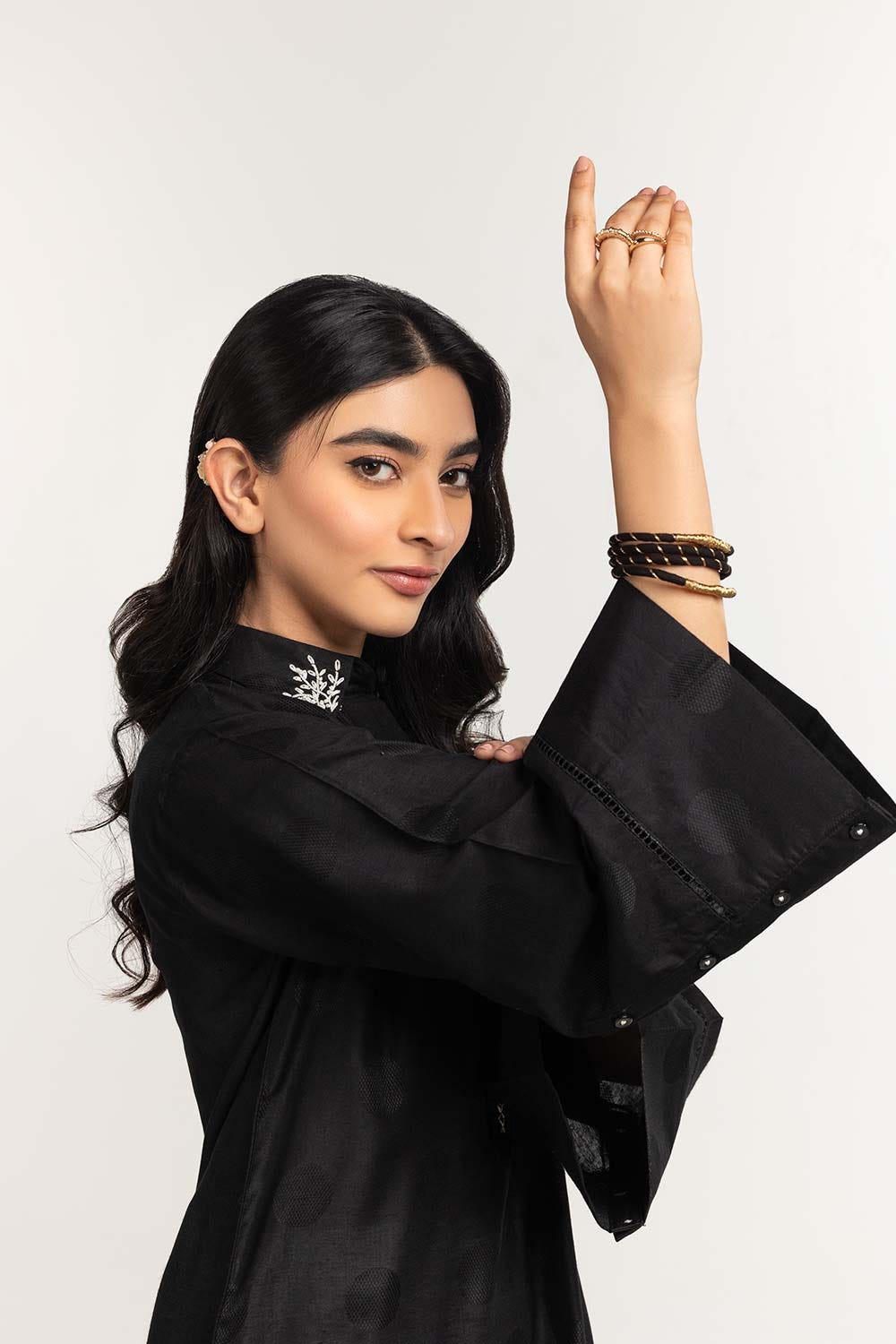 Dyed Self Jacquard Embelished Shirt