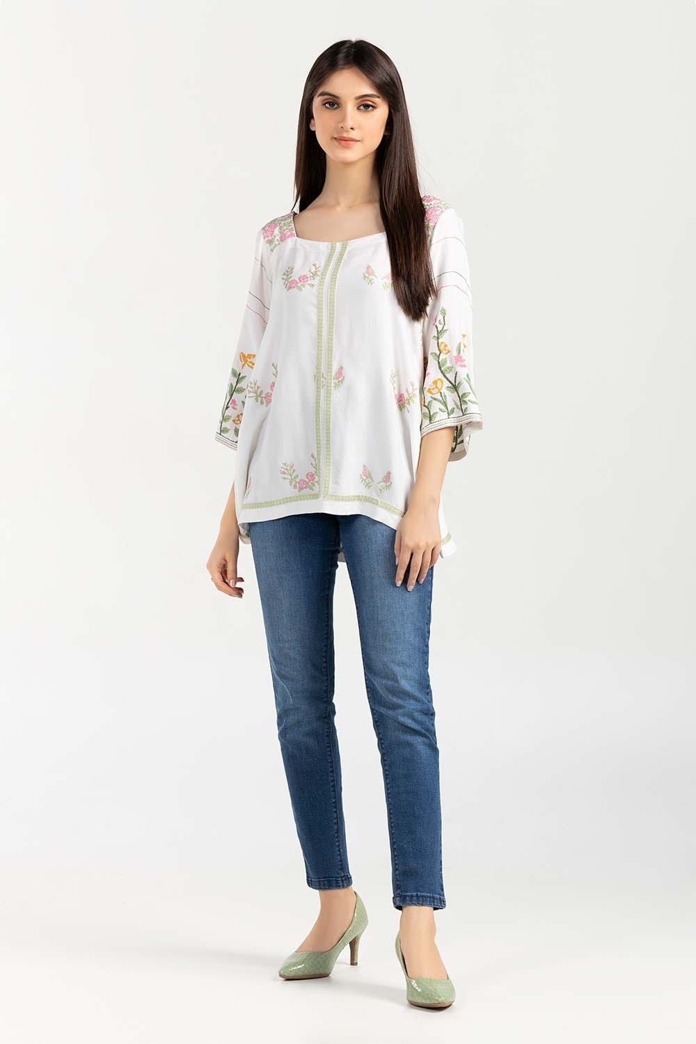 Embroidered Twill Viscose Kurti