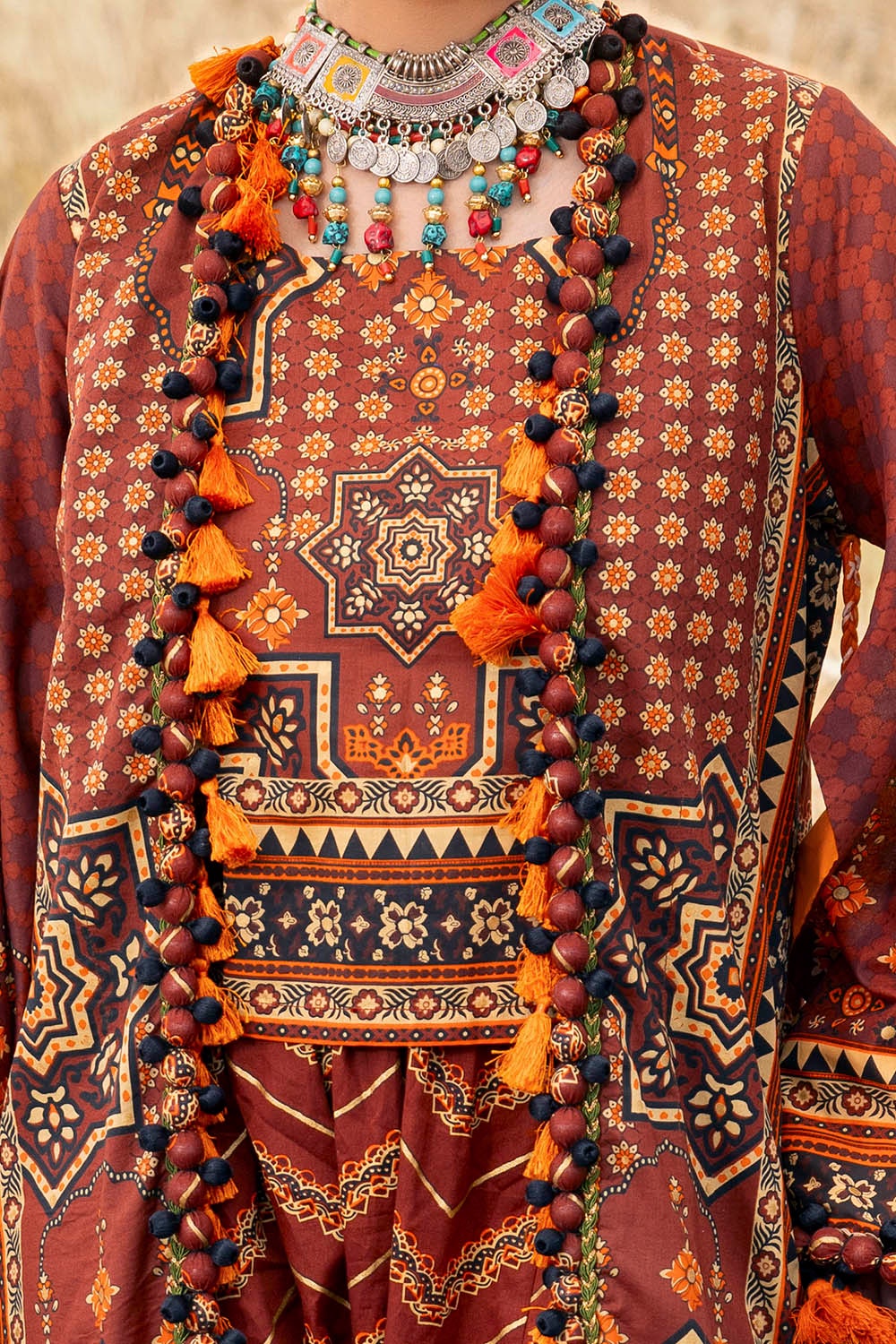 2 Piece Unstitched Gold Printed Lawn Suit