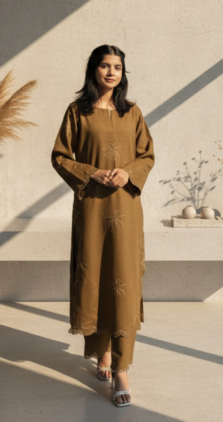 Golden Moss 2-piece khaddar ready to wear casual wear for women