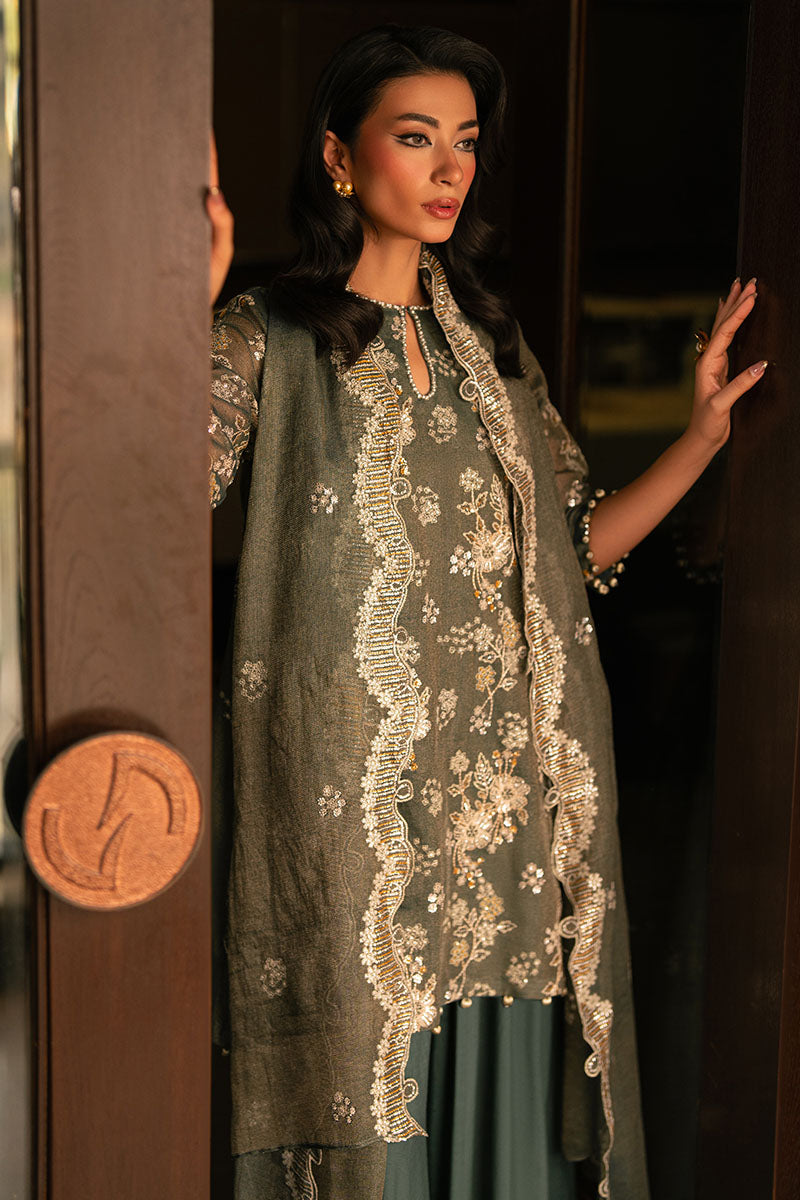 GREEN DOVE-4PC EMBROIDERED TISSUE SUIT