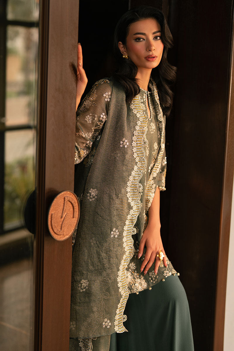 GREEN DOVE-4PC EMBROIDERED TISSUE SUIT