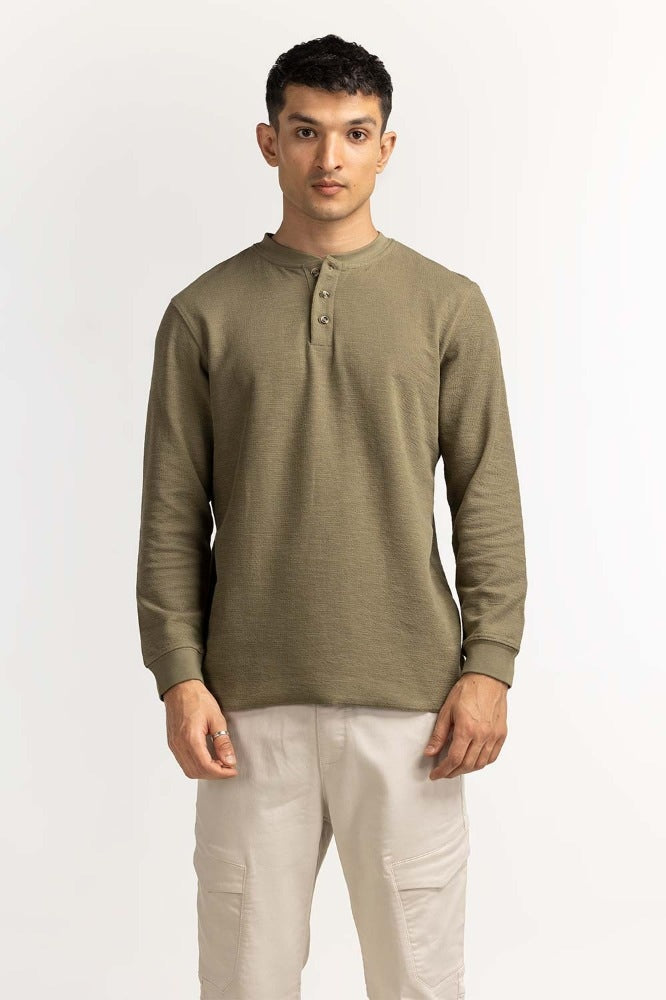 Green Basic Henley