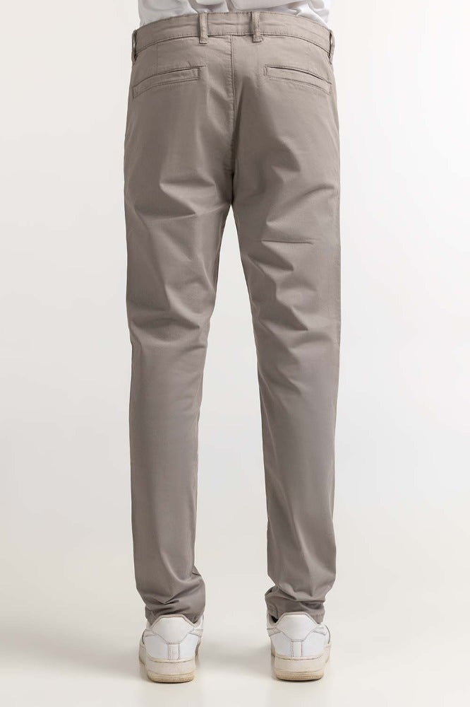 Grey Basic Dyed Khaki Pant
