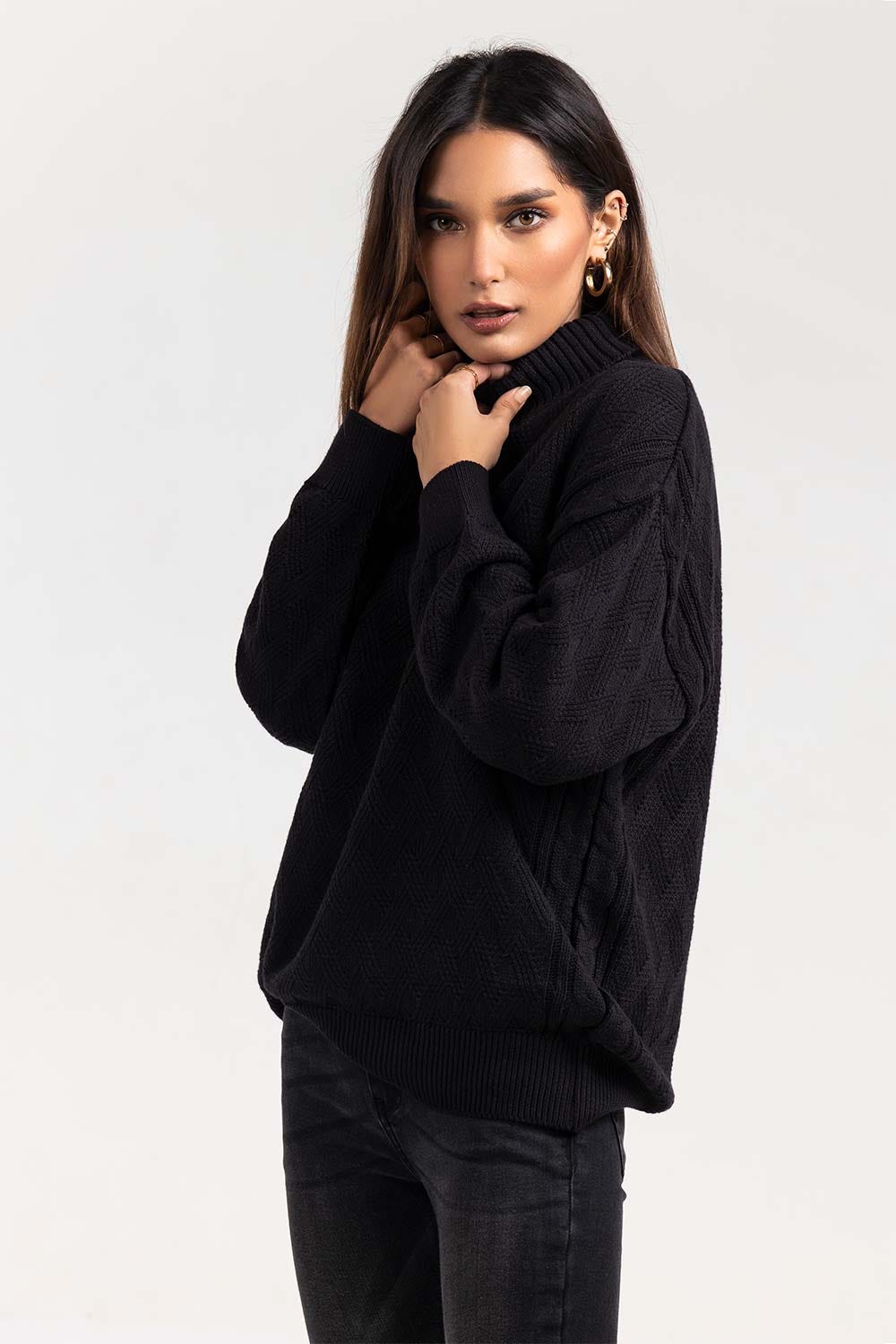 Cotton High Neck Pull Over Sweater