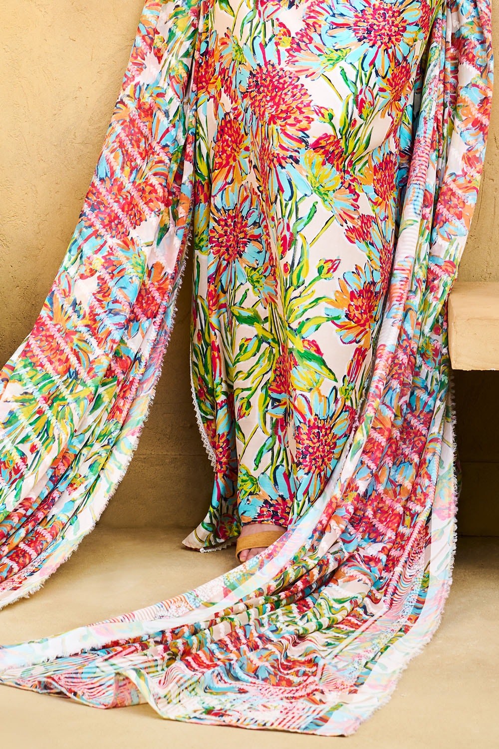 3 Piece Unstitched Printed Pure Bamboo Silk Suit with Printed Silk Dupatta