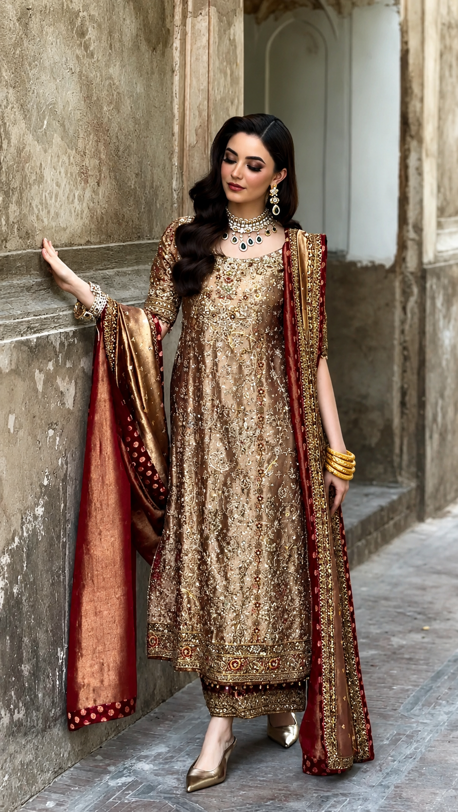 Haris Shakeel – Red Patti Dupatta Style