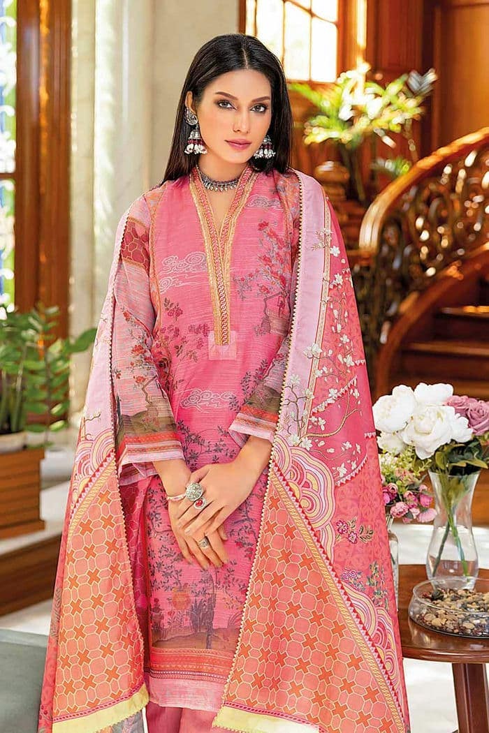 3 Piece Embroidered Silk Dupatta Unstitched Suit