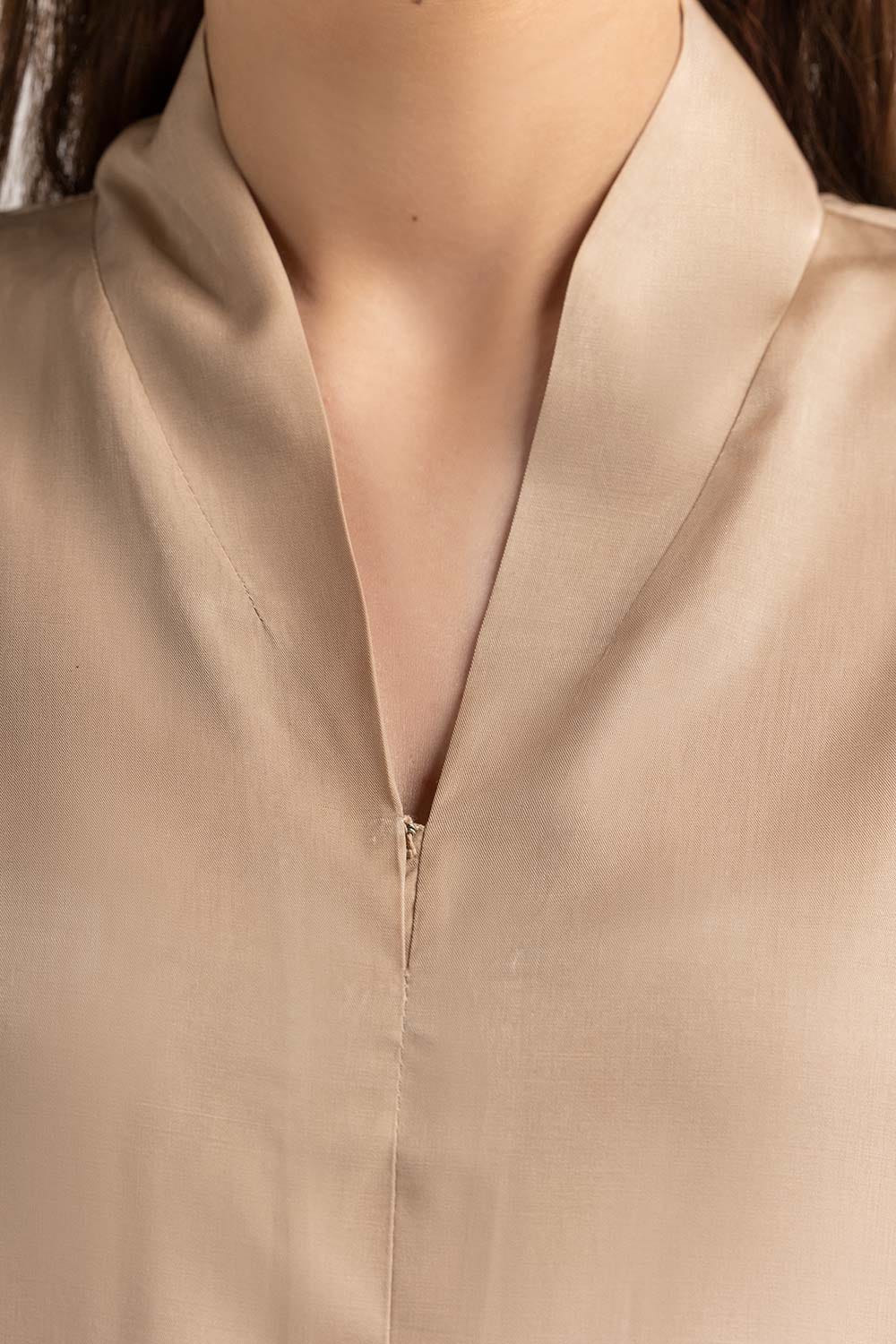 High Neck Beige Top