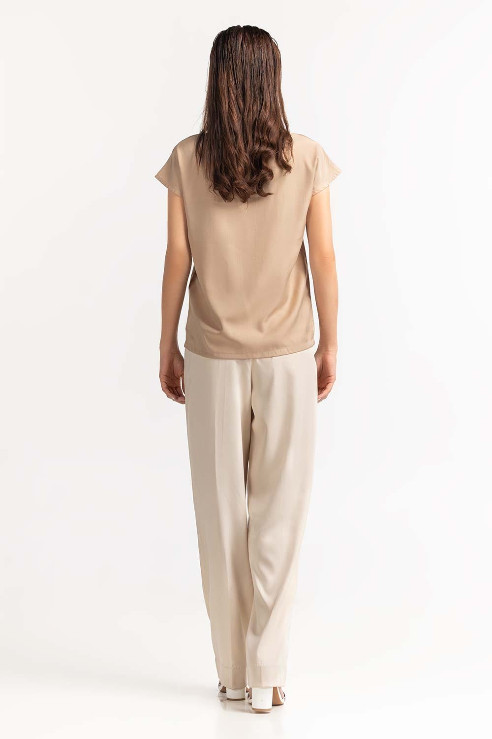 High Neck Beige Top