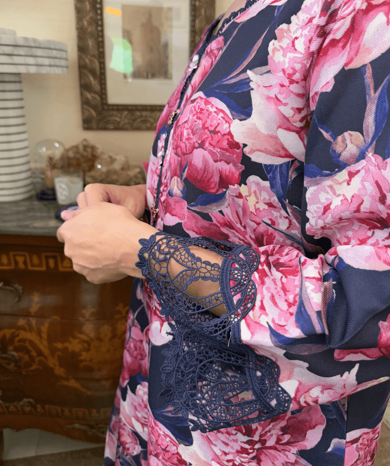 Dusky Night with Pink Blooms (Unstitched)