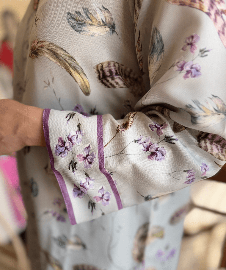 Feather Print with Rose Buds (Unstitched)