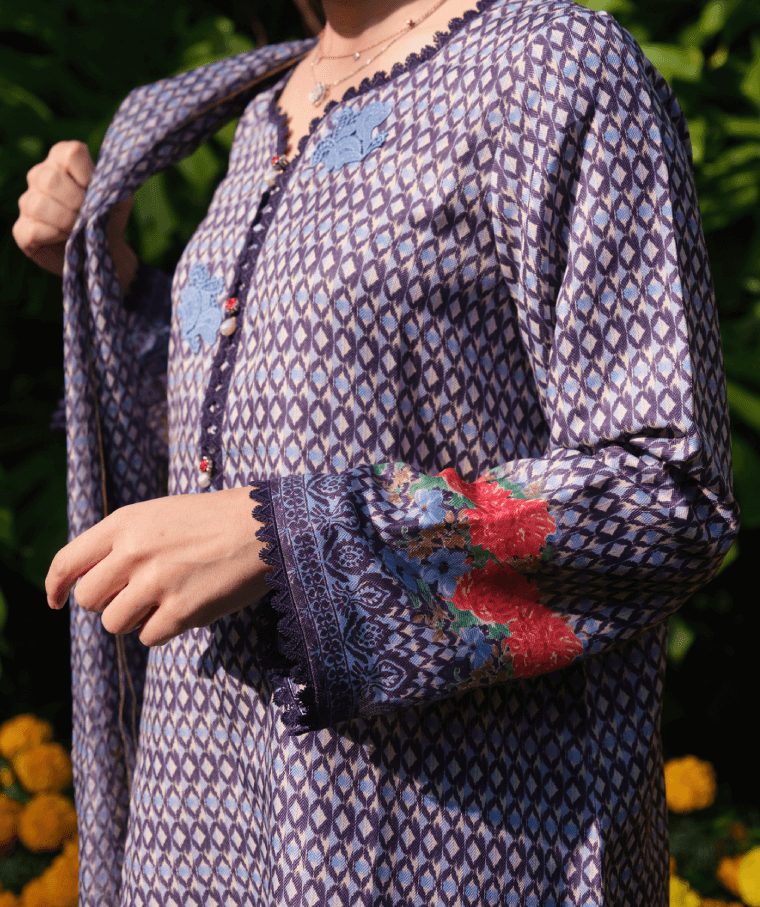 Indigo Ikat Roses