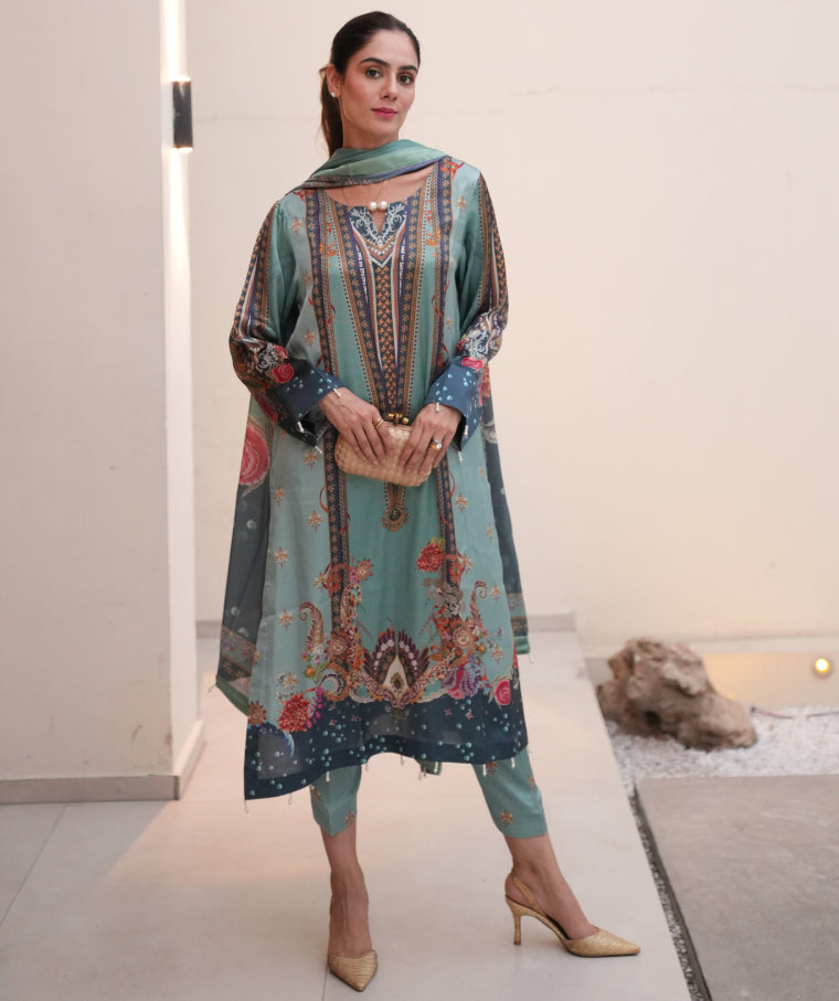 Jewels on Teal (Unstitched)