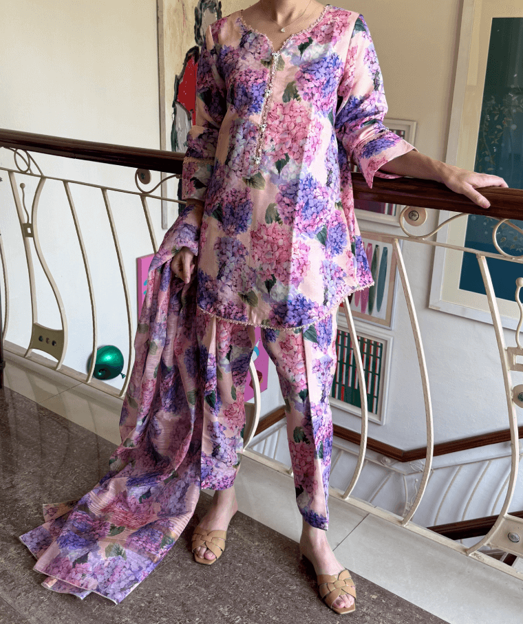 Pink and Purple Blooming Hydrangeas (Unstitched)