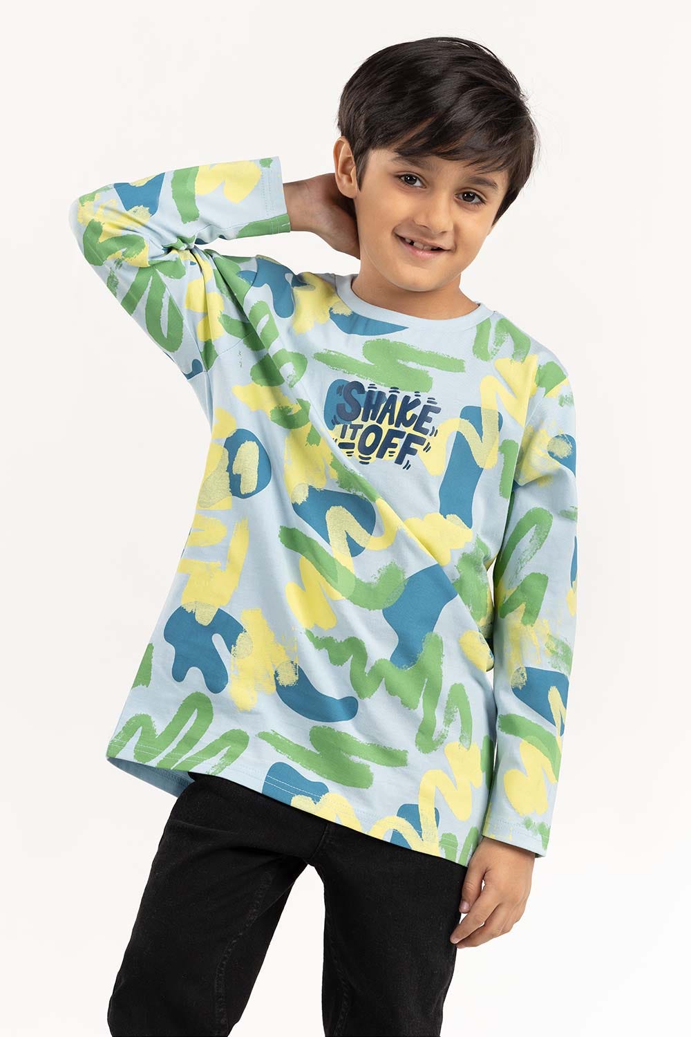 Junior Boy Ice Blue Round Neck T-Shirt 224