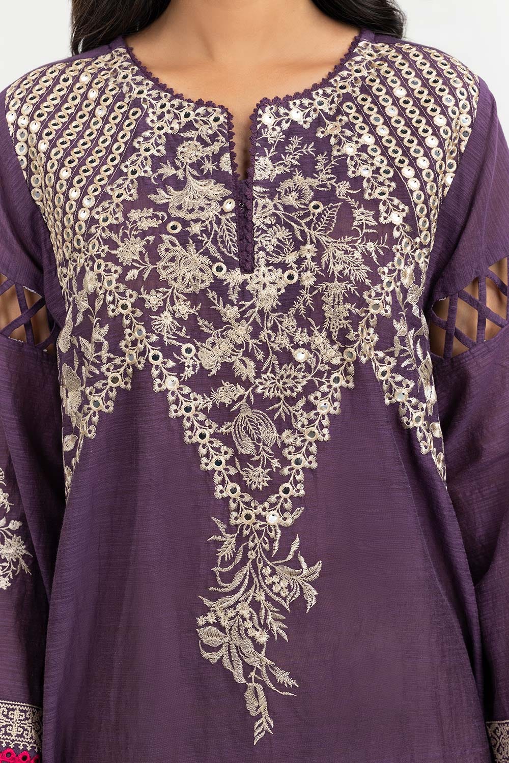 Luxury Pret Dyed Cotton Slub Embroidered Kurti