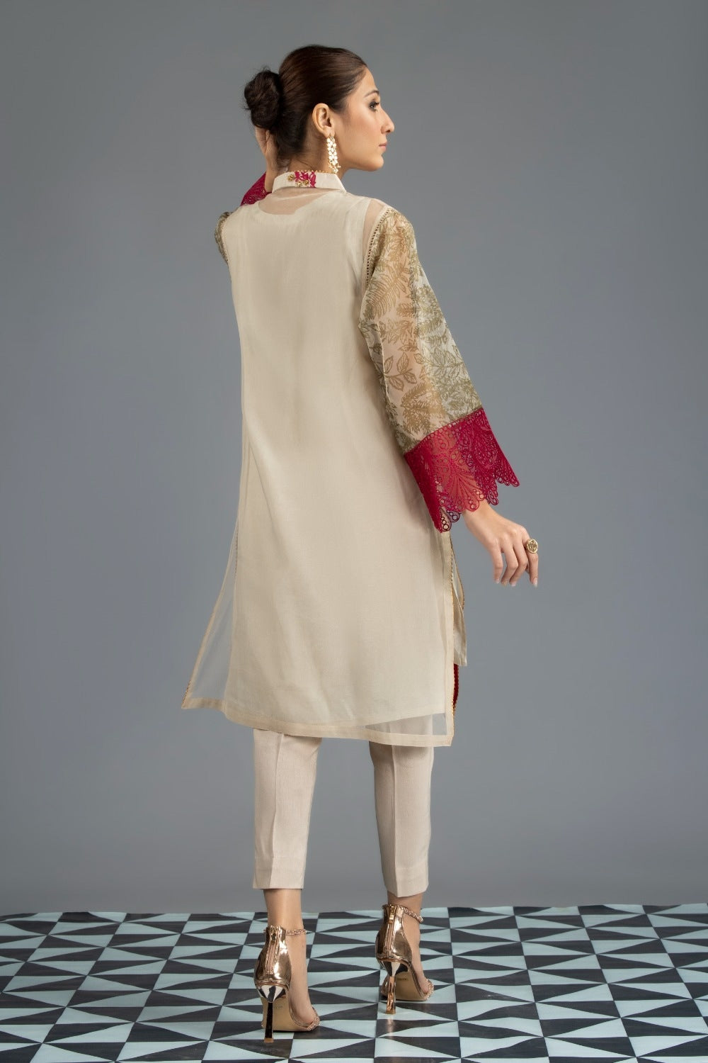 Luxury Pret Dyed Organza Embroidered Shirt