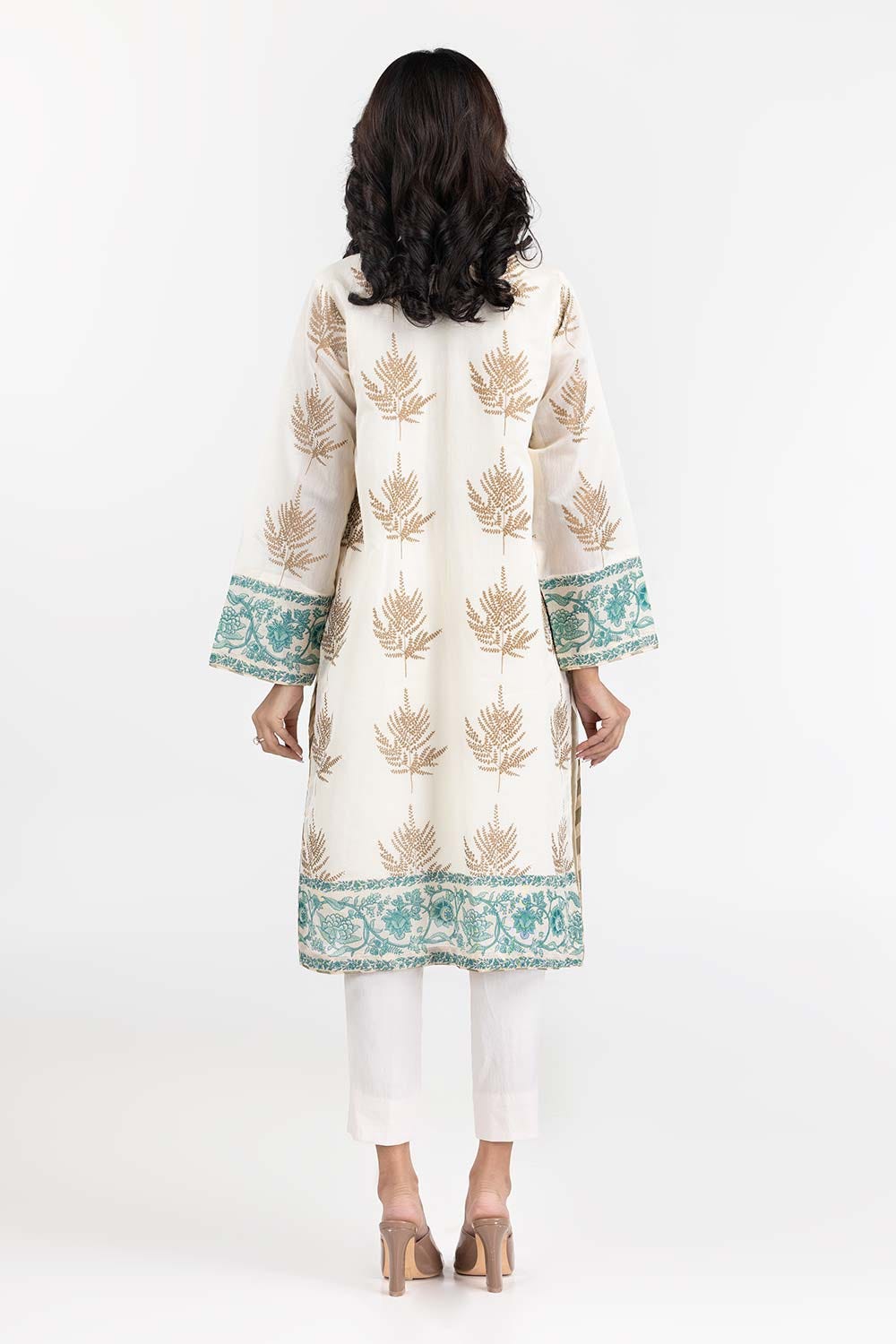 Luxury Pret Dyed Khadi Net Embroidered Kurti With Inner