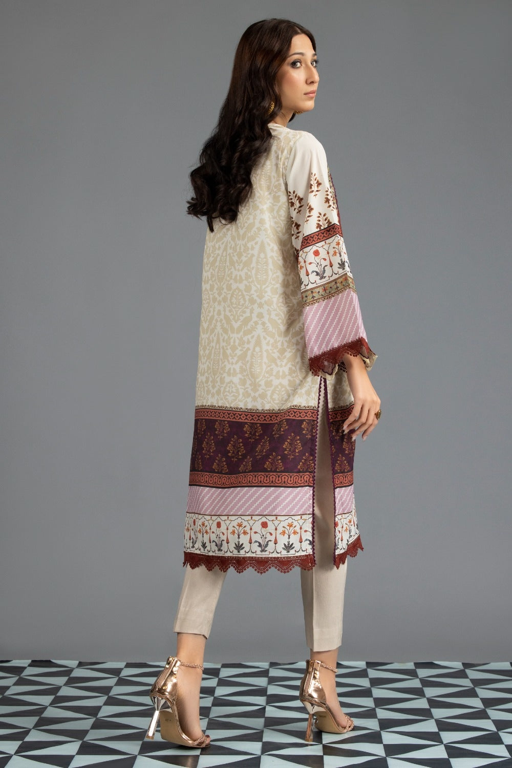 Luxury Pret Printed Poly Crepe Embroidered Shirt