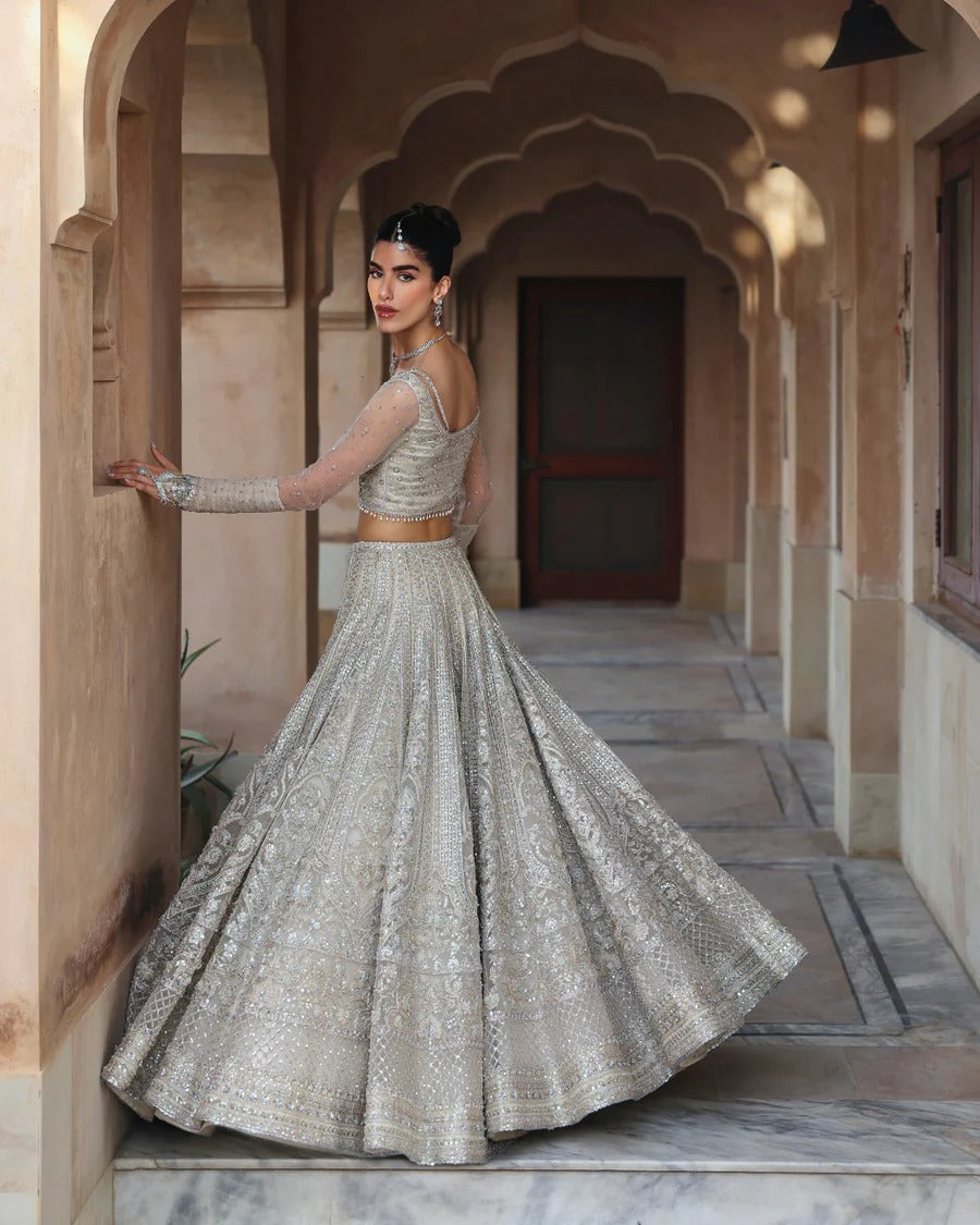 Cammi Style — Mairaz White Net Lehenga