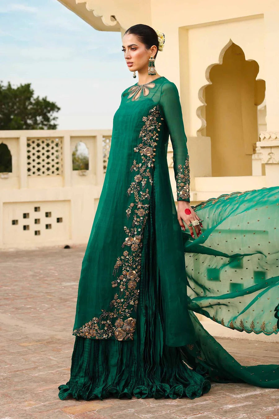 Noor-e-Sabz Style — Mairaz Emerald Green Three-Piece Suit