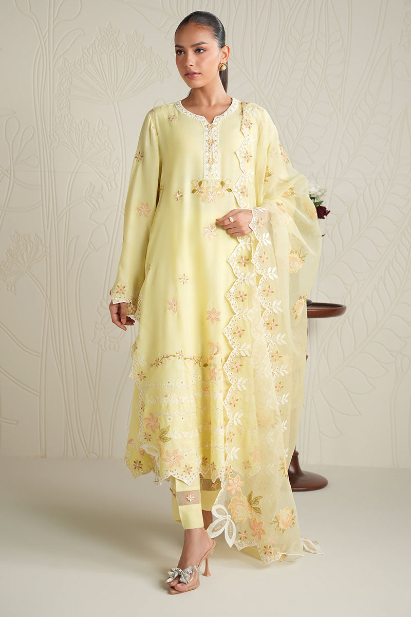 DANDELION BLISS-3PC SILK EMBROIDERED SUIT