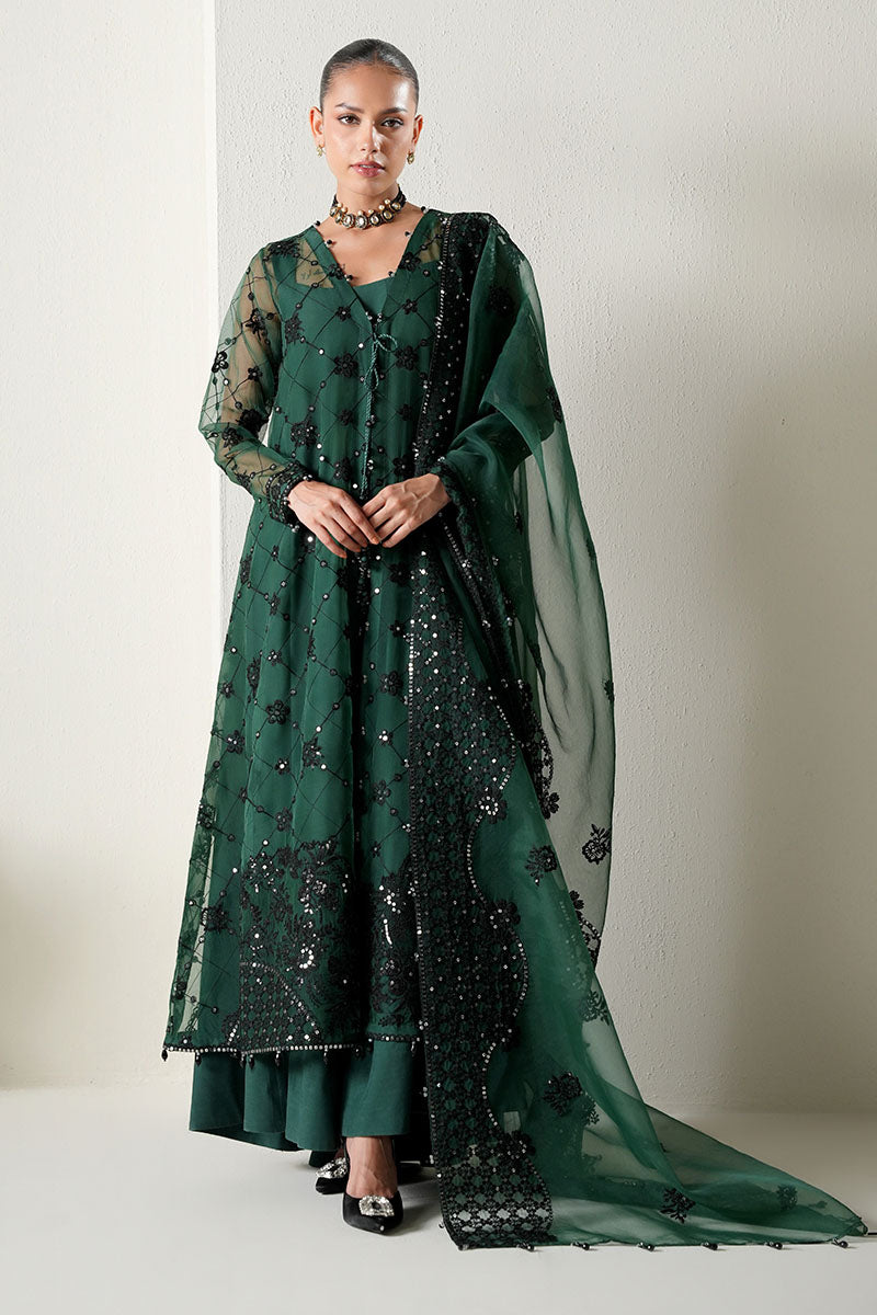 EMERALD DREAM-4PC ORGANZA EMBROIDERED SUIT