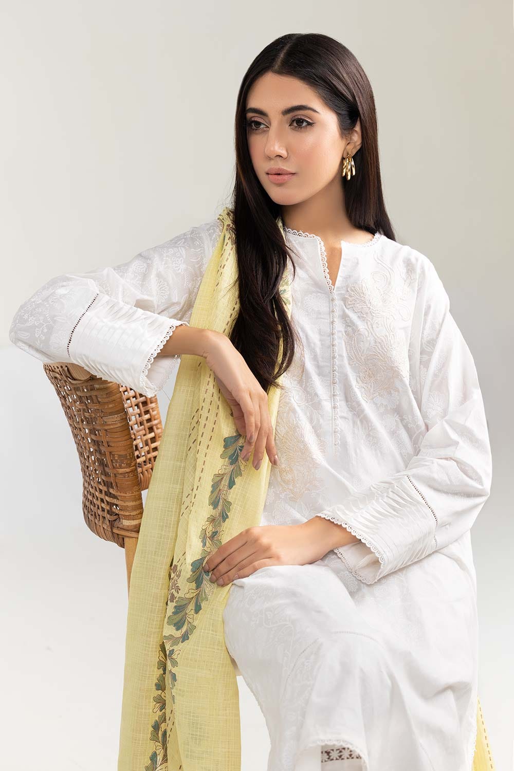 Screen Printed and Embroidered Cambric Shirt With Matching Dupatta