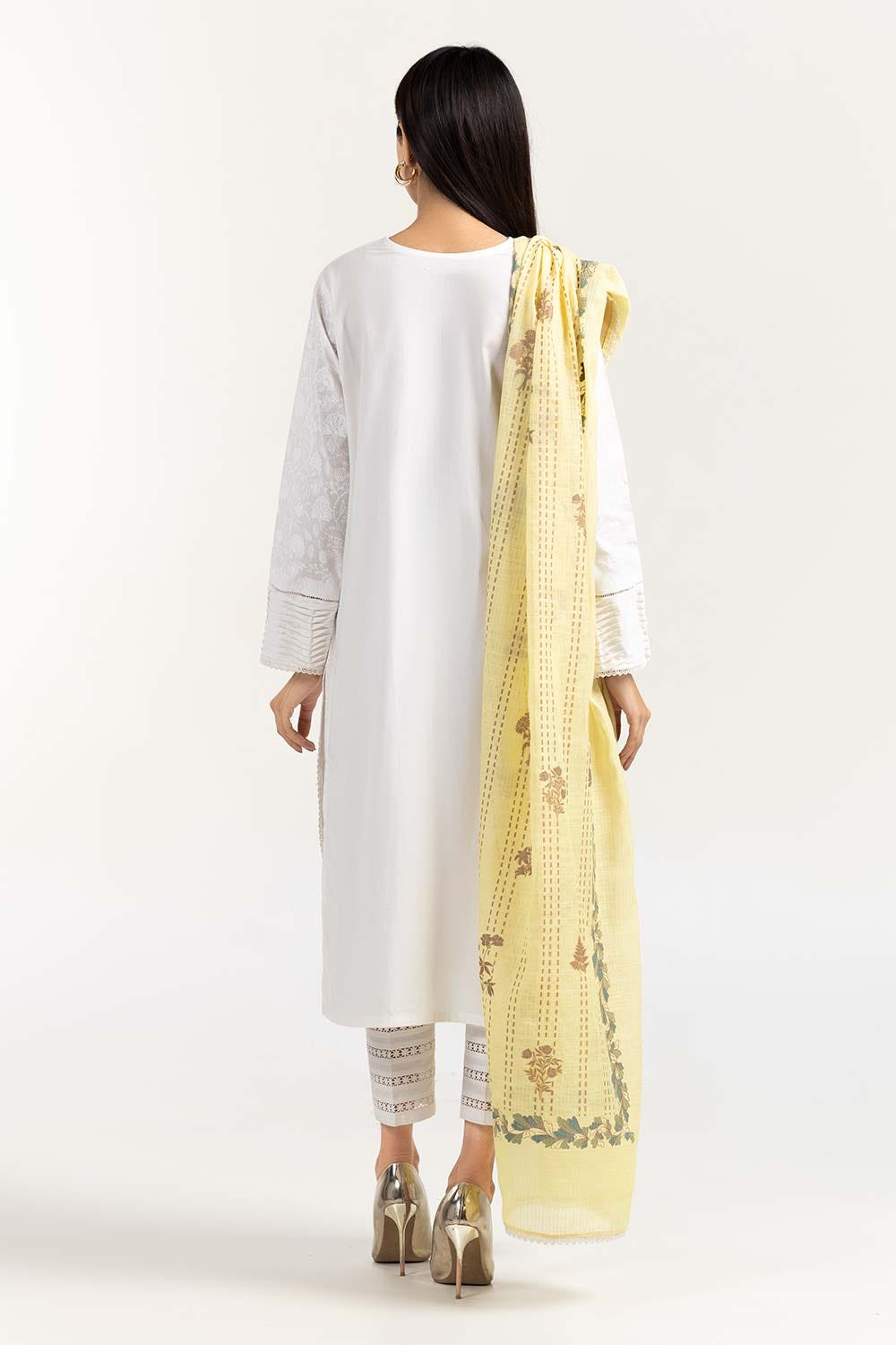 Screen Printed and Embroidered Cambric Shirt With Matching Dupatta
