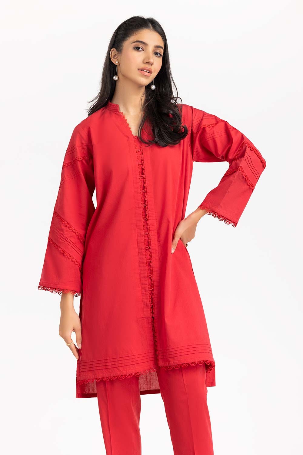 2 Piece Cambric Embellished Shirt with Trouser